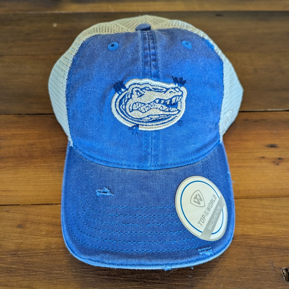 Top Of The World Florida Gators Hat Cap Womans Adjustable‎ Distressed Blue New